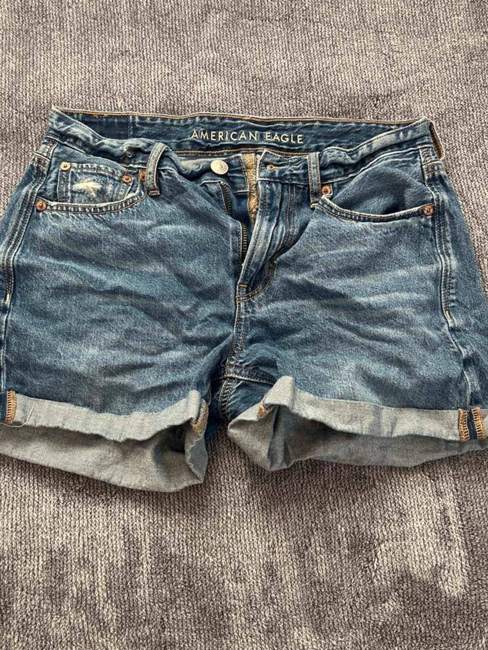 American Eagle Outfitters Blue Rolled-Hem Denim Shorts